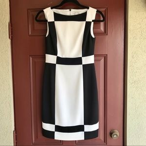 WH/BM Midi Black & White Sheath Dress E1
